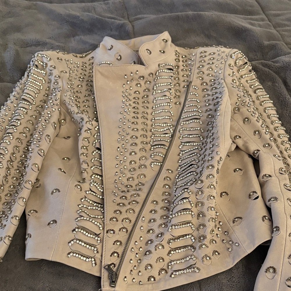 Authentic Alice + Olivia Embellished Leather Jacket - Picture 12 of 12